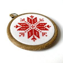Load image into Gallery viewer, Snowflake Cross Stitch Christmas Ornament
