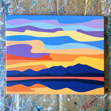 Load image into Gallery viewer, Sunset Over The Mountain Lake - Original Painting 20 x 16"