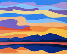 Load image into Gallery viewer, Sunset Over The Mountain Lake - Original Painting 20 x 16"