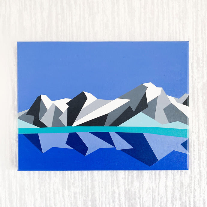 Eiger, Mönch and Jungfrau original mountain landscape painting, painting in a minimal abstract style