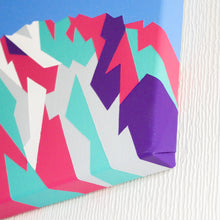 Load image into Gallery viewer, corner detail of brightly coloured abstract geometric painting on canvas