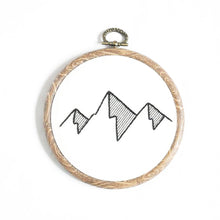 Load image into Gallery viewer, Geometric mountain range hand embroidery hoop art