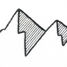 Load image into Gallery viewer, Detail of geometric mountain hand embroidery