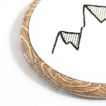 Load image into Gallery viewer, Detail of geometric mountain embroidery in a flexi frame