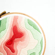 Load image into Gallery viewer, Detail of satin stitched topography embroidery