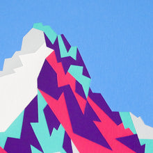 Load image into Gallery viewer, Close up detail of geometric mountain painting