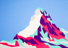 Load image into Gallery viewer, Matterhorn mountain painted in bright colours in a geometric style