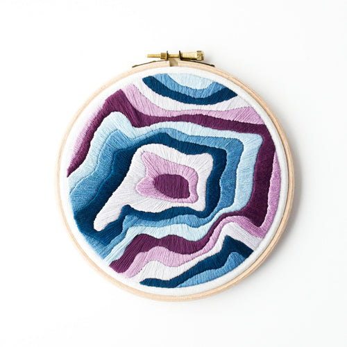 Matterhorn topographic map embroidery hoop art