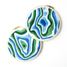 Load image into Gallery viewer, Whistler Blackcomb topographic map embroidery collection by Snowbird Artworks