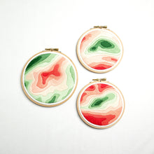 Load image into Gallery viewer, Yorkshire Three Peaks Topographic map embroidery collection by Snowbird Artworks