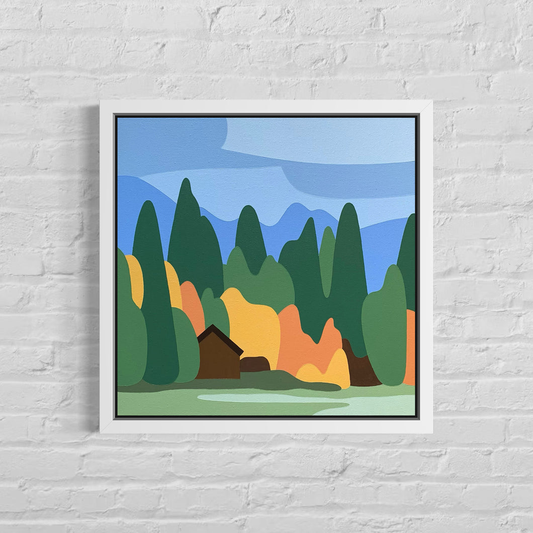 Autumn At The Cabin - Original Painting 16 x 16