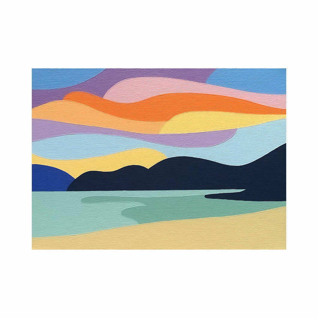 Evening at Long Beach - Original Painting 14 x 10