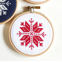 Load image into Gallery viewer, Snowflake Cross Stitch Christmas Decoration
