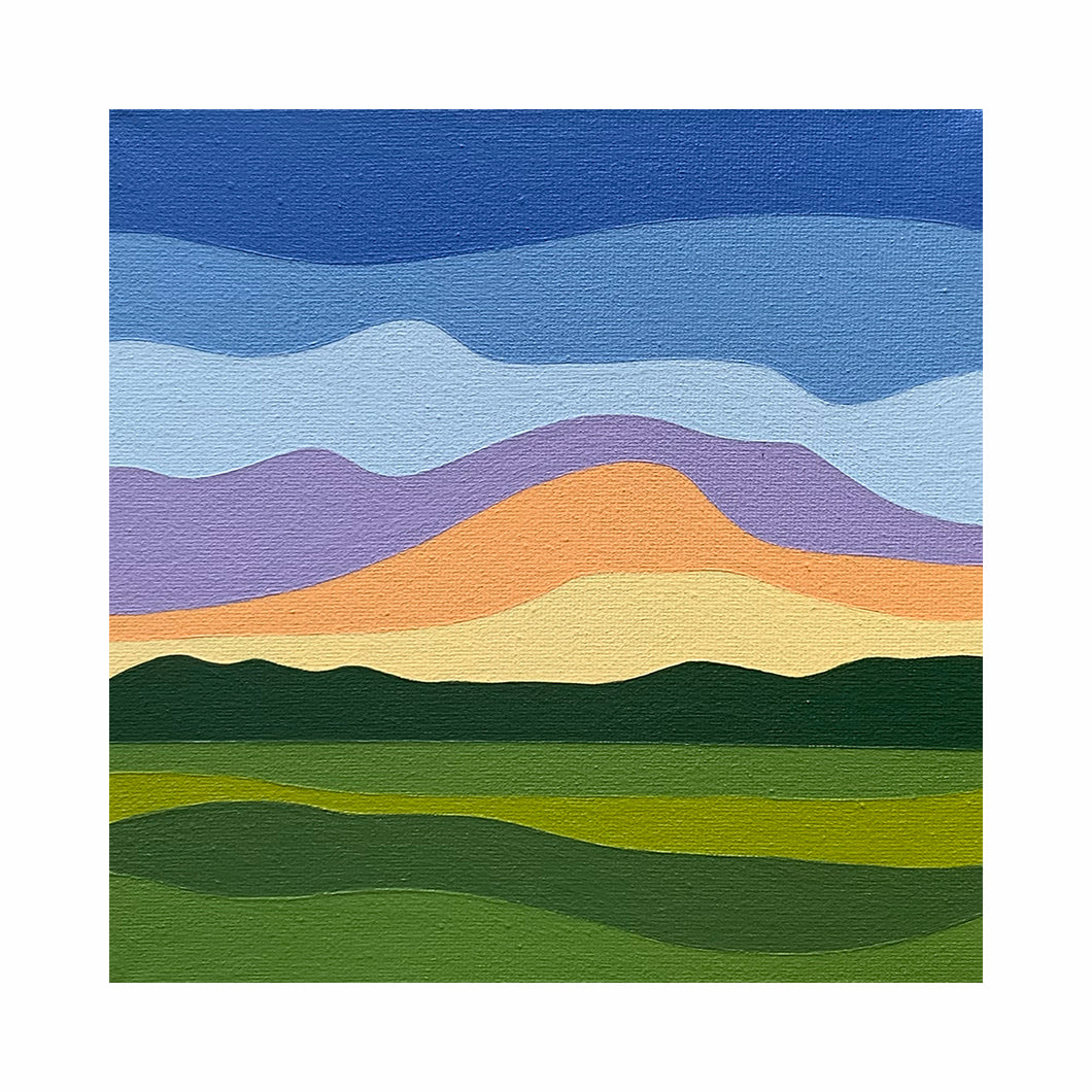 Sunrise over the Fields - Original Painting 8 x 8