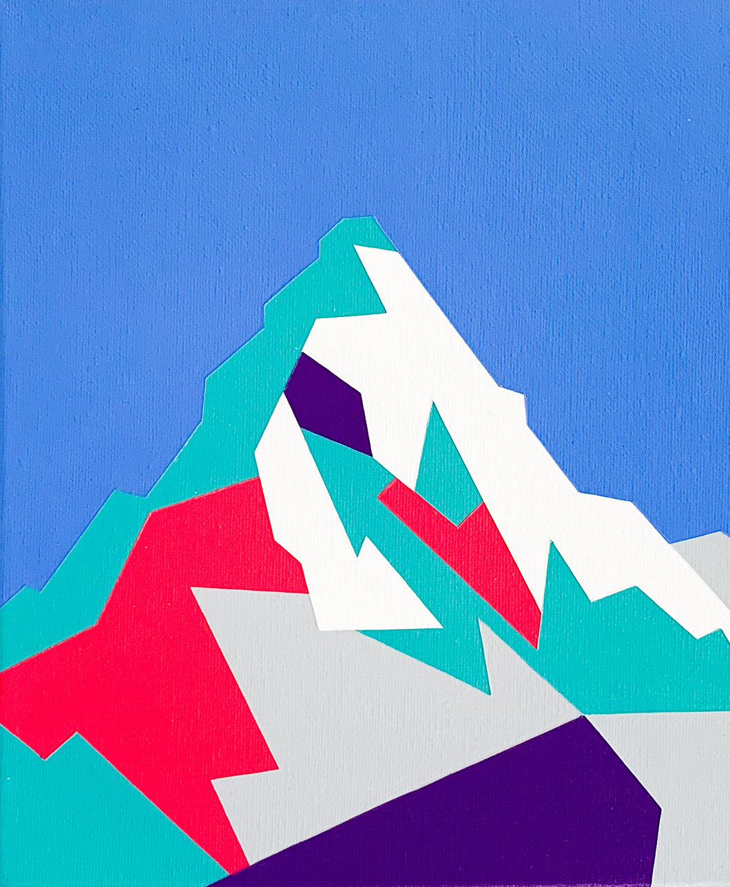 Mount Everest abstract geometric painting 25x30cm