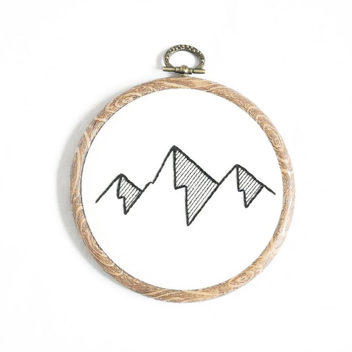 Geometric mountain range hand embroidery hoop art