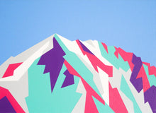 Load image into Gallery viewer, Mont Blanc painting in a geometric style in bright colours
