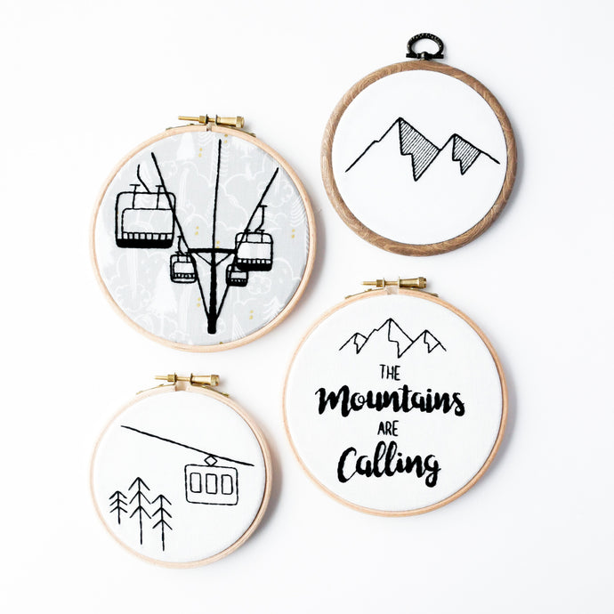 The mountains are calling embroidery set of 4